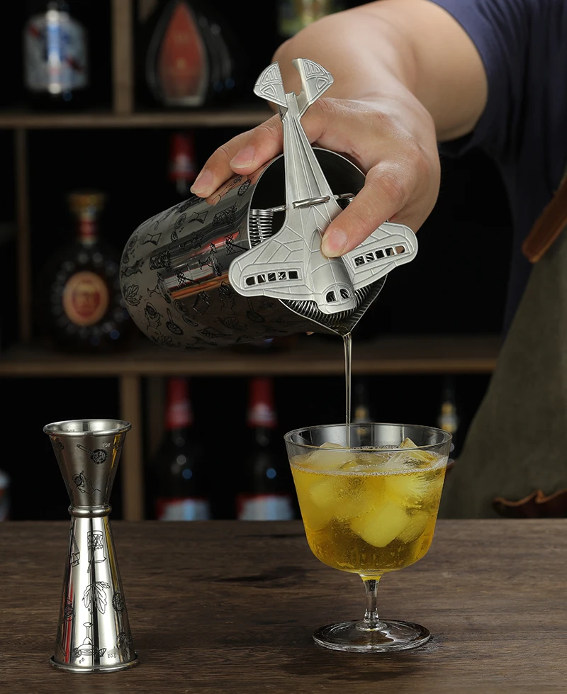 Cocktail Shaker Strainer Bar Cocktail Strainer Hawthorne Strainer Stainless Steel with Fighter Plane Design