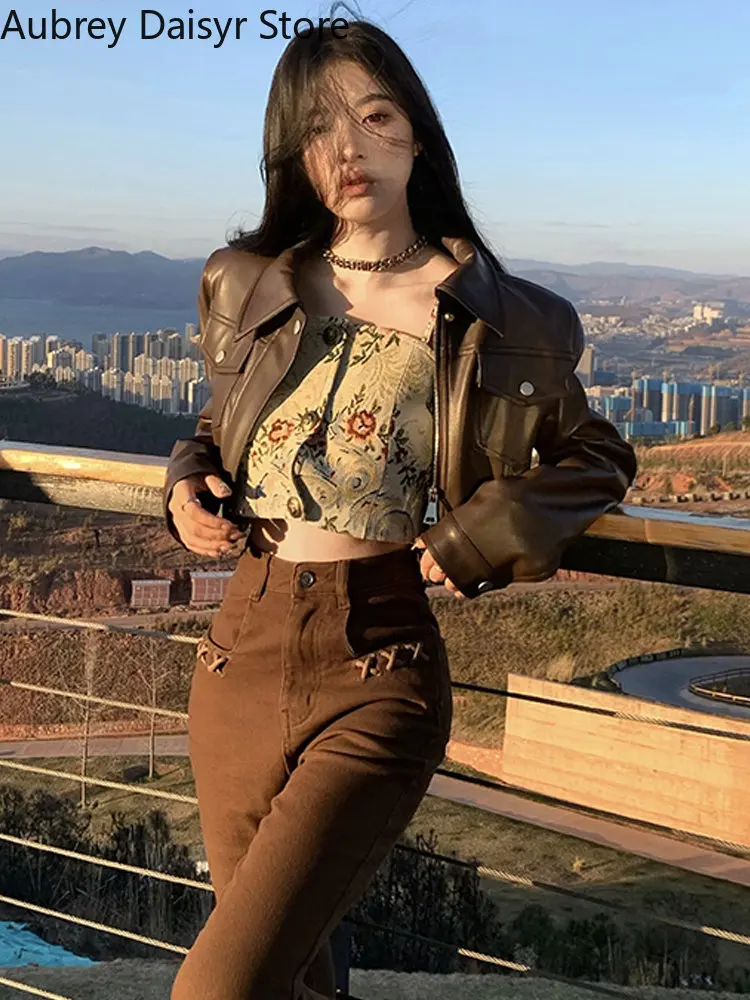 ●NASTYFANCYCLUB●BIKE CROP LEATHER JACKET 韓国人気 おしゃれ A'GEM/9 × .kom『 FANCY CLUB/ファンシークラブ』BIKE CROP