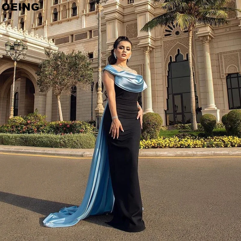 

OEING Contrast Color Mermaid Prom Dresses Elegant Detachable Evening Dress Special Occasion Gowns Vestidos With Shawl De Noche