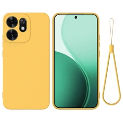 Premium Liquid Silicone Back Cover with Flock Lining and Strap Lanyard for OPPO Reno16 Pro 5G (Yellow)