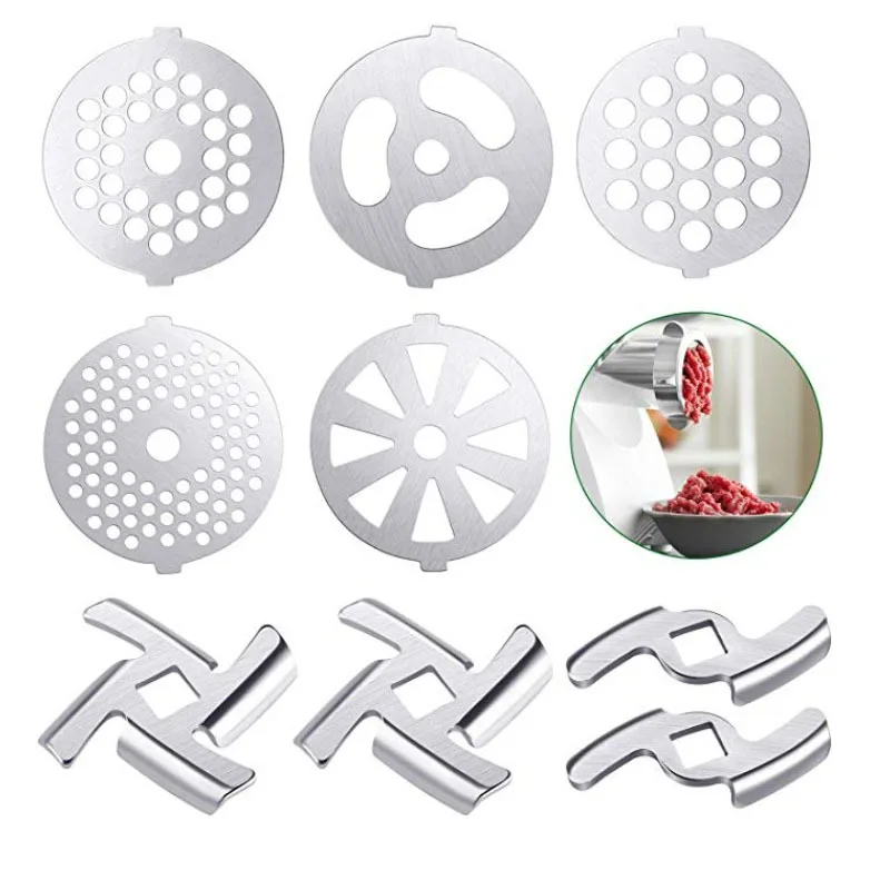 Meat Grinder Pinion Mixer Spare Parts Meat Grinder Knife Stainless Steel Grille for Food Grinder Accessories Kitchen Tool 2
