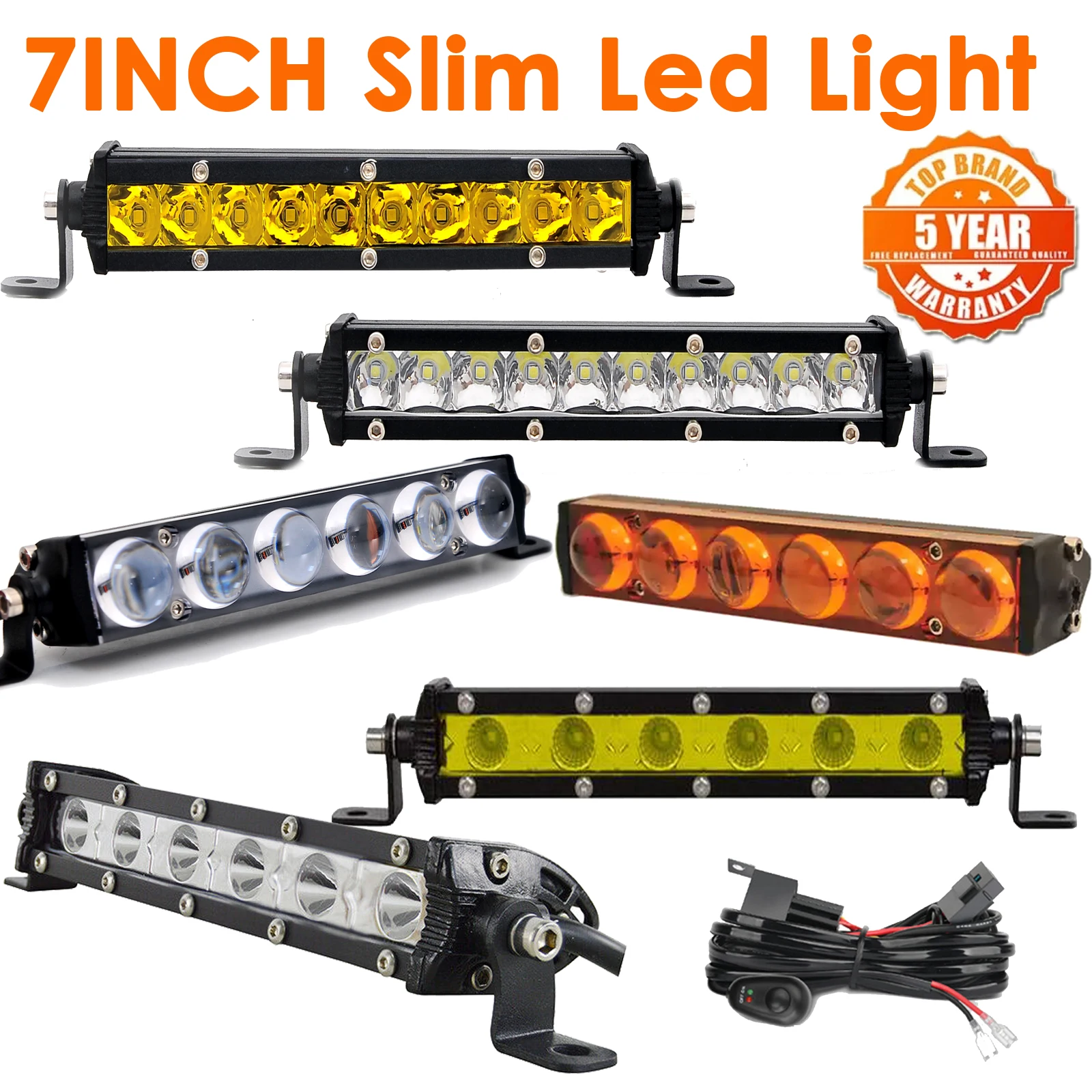 

Ultra Slim Led Work Light Bar 7 inch Driving Fog Lamp 4x4 Led Bar for Motorcycle Offroad 4WD SUV ATV 4X4 Tractor Trucks 12V 24V