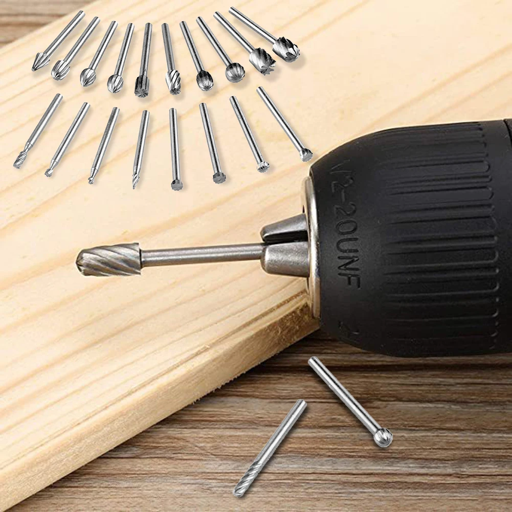 

20 PCS HSS Rotary Multi Tool Burr Routing Router Bit 1/8in Shank HSS Router Bits Grinding Heads for Woodworking Drilling Carving