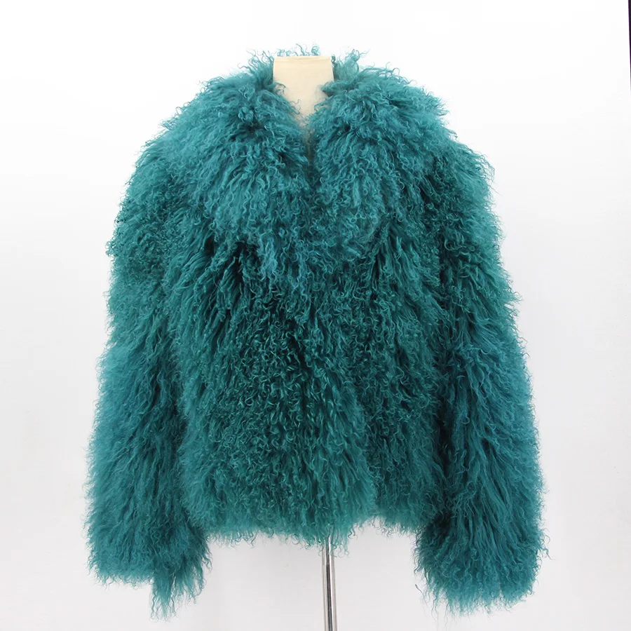 PINK JAVA QC23056 new arrival real mongolia sheep fur jackets women winter fur coat wholesale hot sale