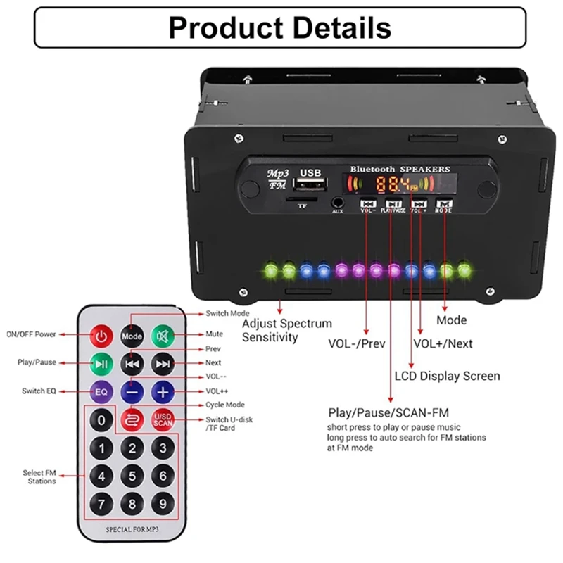 DIY 블루투스 스피커 키트, LED FM 라디오, USB 미니 홈 사운드 앰프, 디지털 디스플레이 납땜 프로젝트