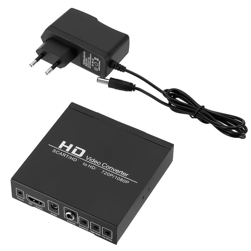 Full 1080P Digital SCART HD to HD Converter High Definition Video Converter EU/US Power Plug Adapter For HDTV hd video converter