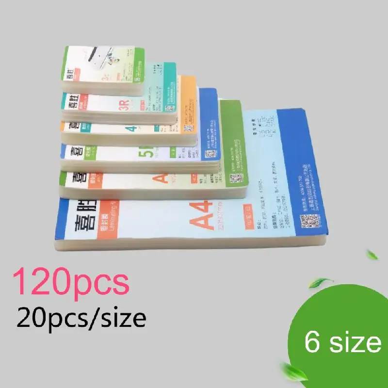 Laminating Films 120Pcs 100mic 6 Size (3" 5" 6" 7" 8" A4)Thermal PET + EVA For Roll Laminator