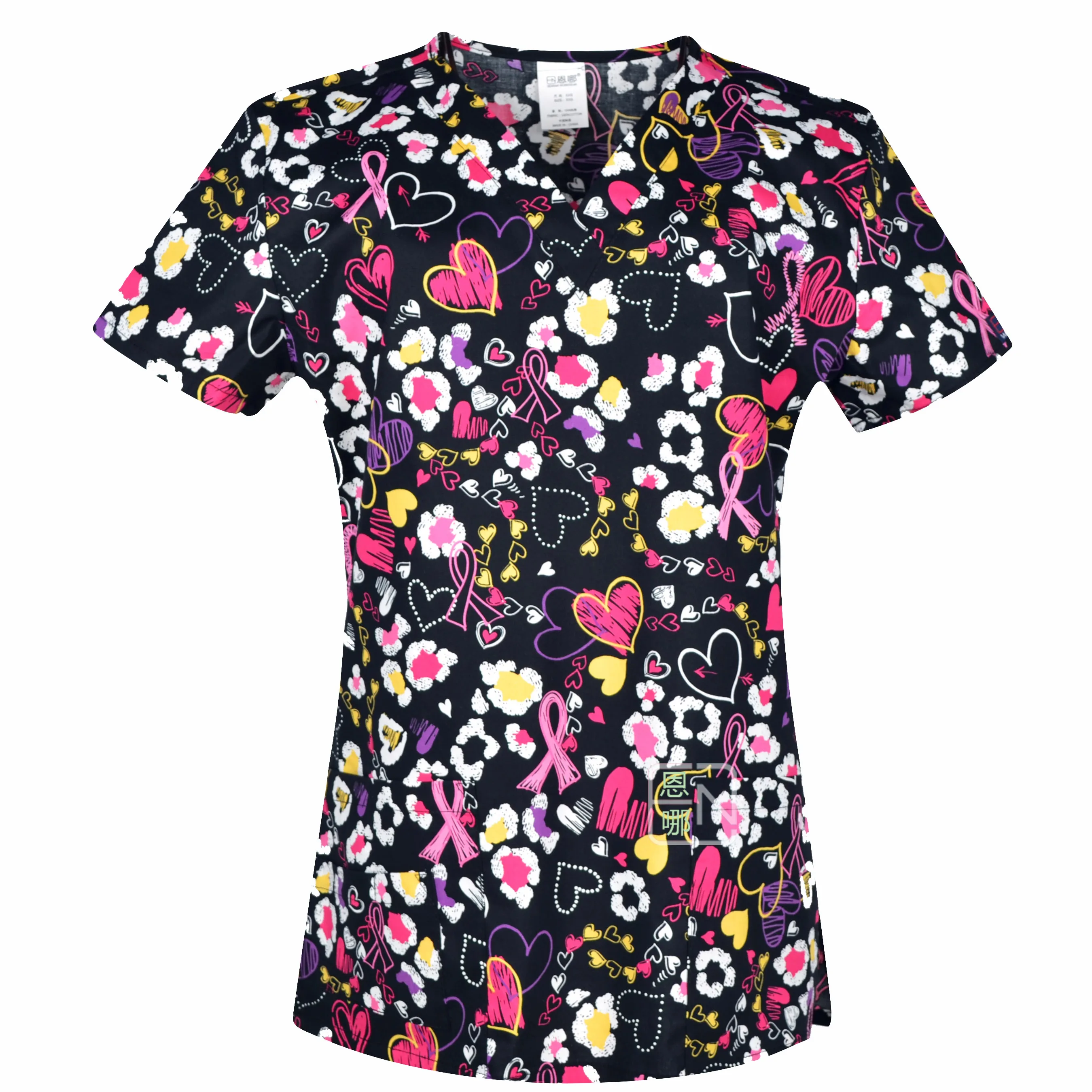 14 Prints In Hearts And Ribbon Scrub Tops For Women Scrub Scrubs,scrub Uniform In 100% Print Cotton