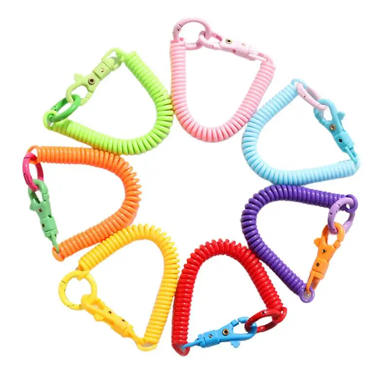 

Colorful Spiral Wrist Coil Key Chain Stretchable Coil Wrist Keychain Spiral Bracelets Key Ring for Office Workshop Shopping Mall