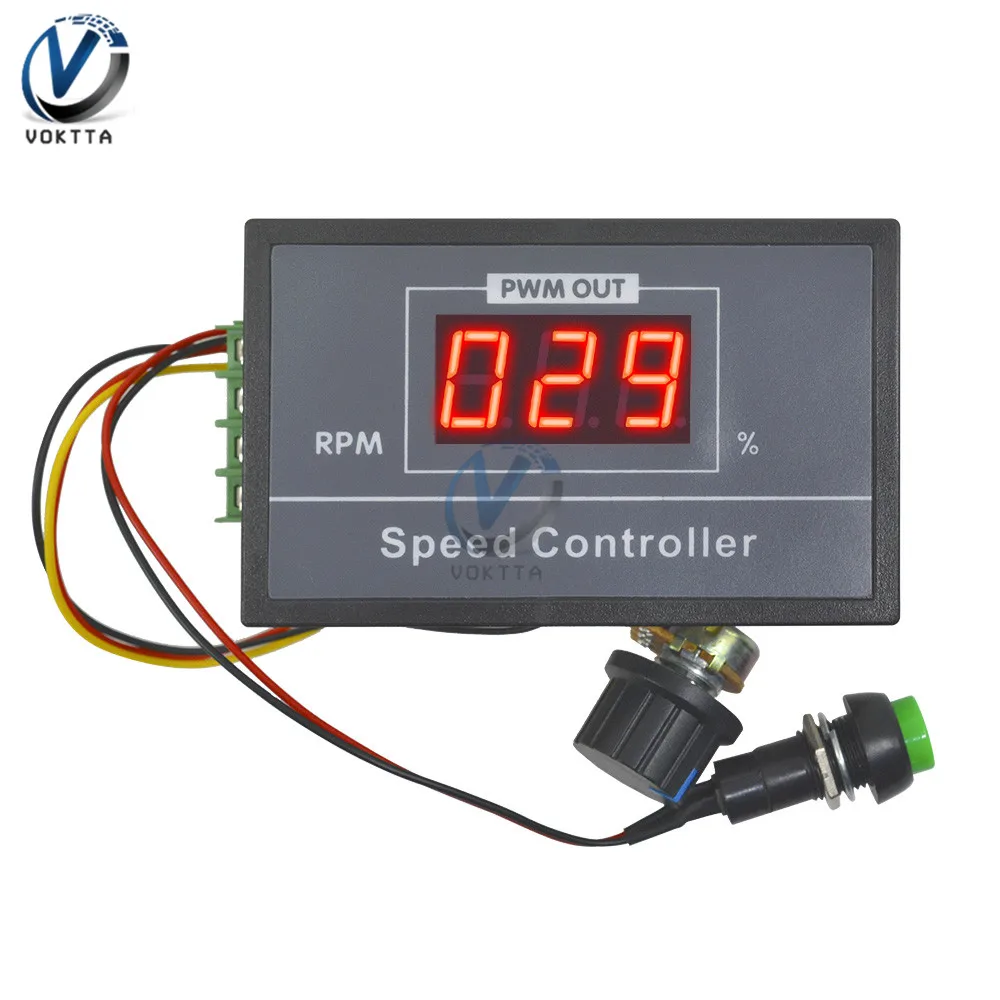30A DC 6V 12V 24V 48V PWM Motor Speed Controller LED Digital Display 0~ adjustable Voltage Regulator W/ Potentiometer Switch