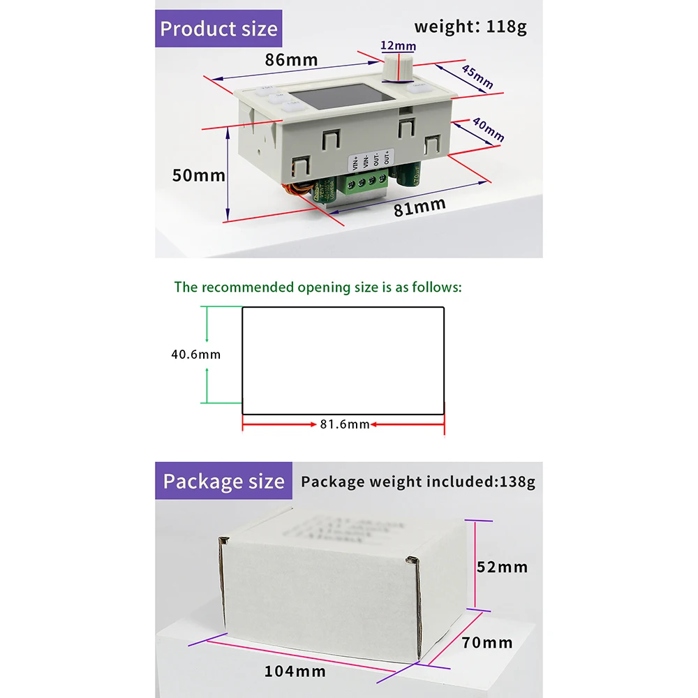 Convertisseur Buck-Boost DC Réglable SK120X 6-36V 120W 6A - Écran LCD - Charge Solaire MPPT - Module De Tension Constante