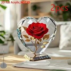 Acrylic Red Roses Decorative Arrangement for Home and Holiday Gifts (2PCS)
