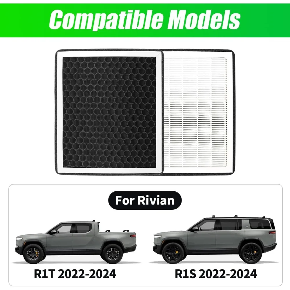 Cabin Air Filter HEPA Activated Carbon for Rivian R1T R1S Replacement Accessories air filter cover