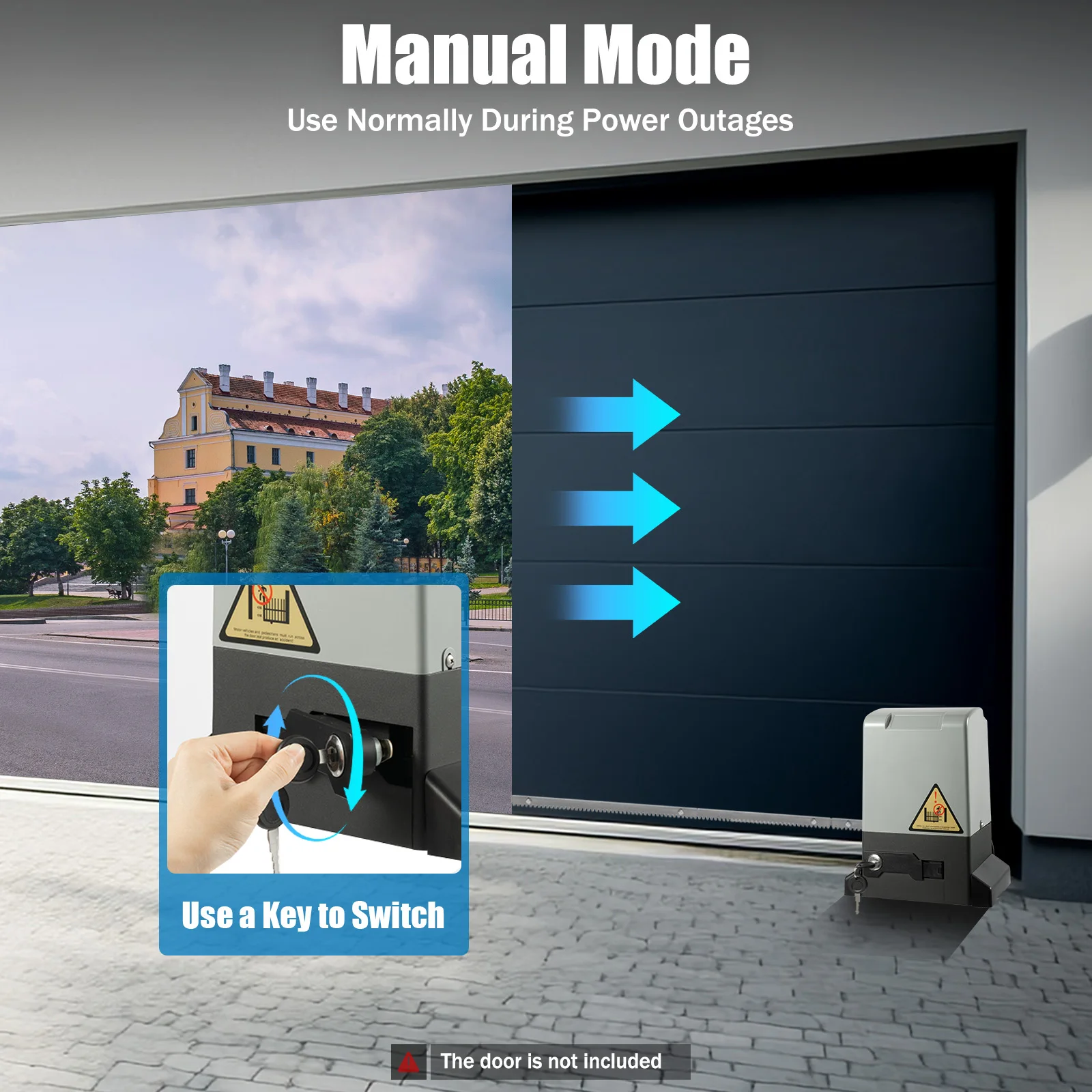 370W 220V Automatic Door Opener Motor Remote Control Door Gear Strip Sliding Gate Drive with 6pcs Gear Racks Security Tool