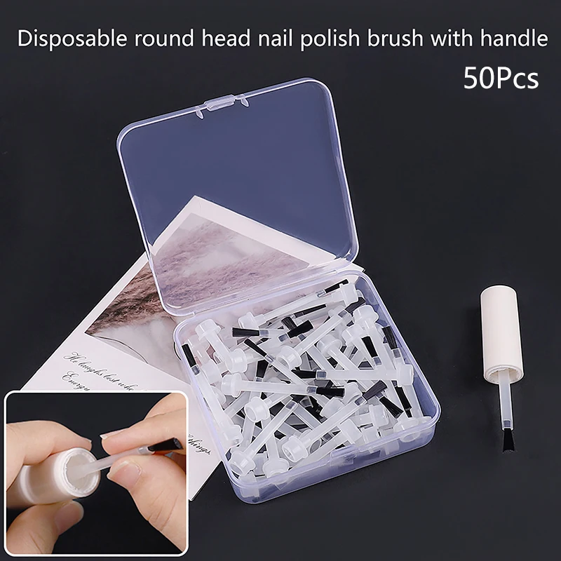 

50Pcs/Box Liquid Nail Polish Replacement Brushes Dipping Liquid Applicator Brushes Manicure Tools Nail Gel Bottle Brush