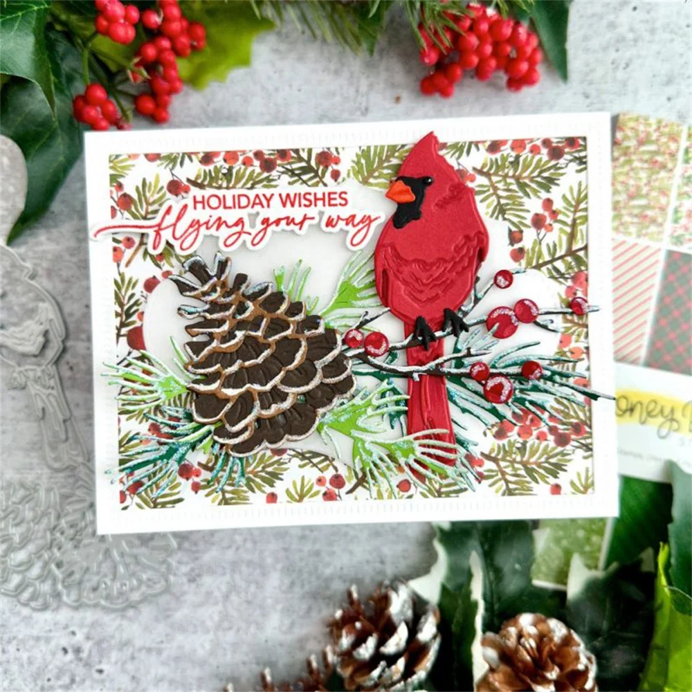 Urlaub Glocken Vögel Winter Grün Metall Schneiden Stirbt Weihnachten Weihnachtsstern Blume Sterben Für DIY Scrapbooking Karten Handwerk Machen – Detail 4