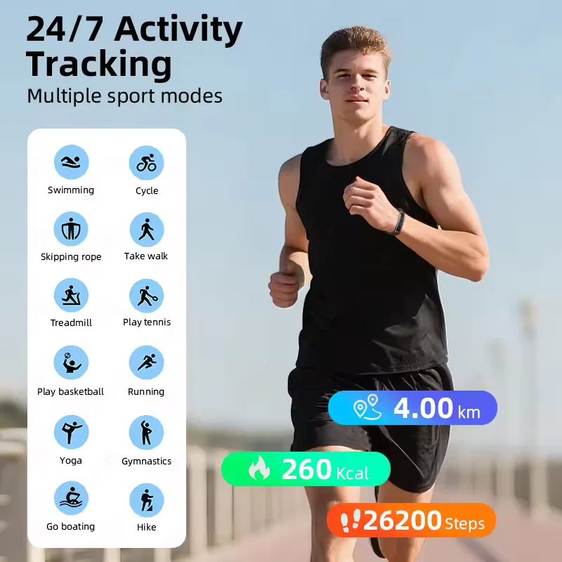 2026 New Sports Smart Bracelet GPS Activity Fitness Waterproof Call Wristband Heart rate Blood oxygen Sleep Smartwatch Men Women