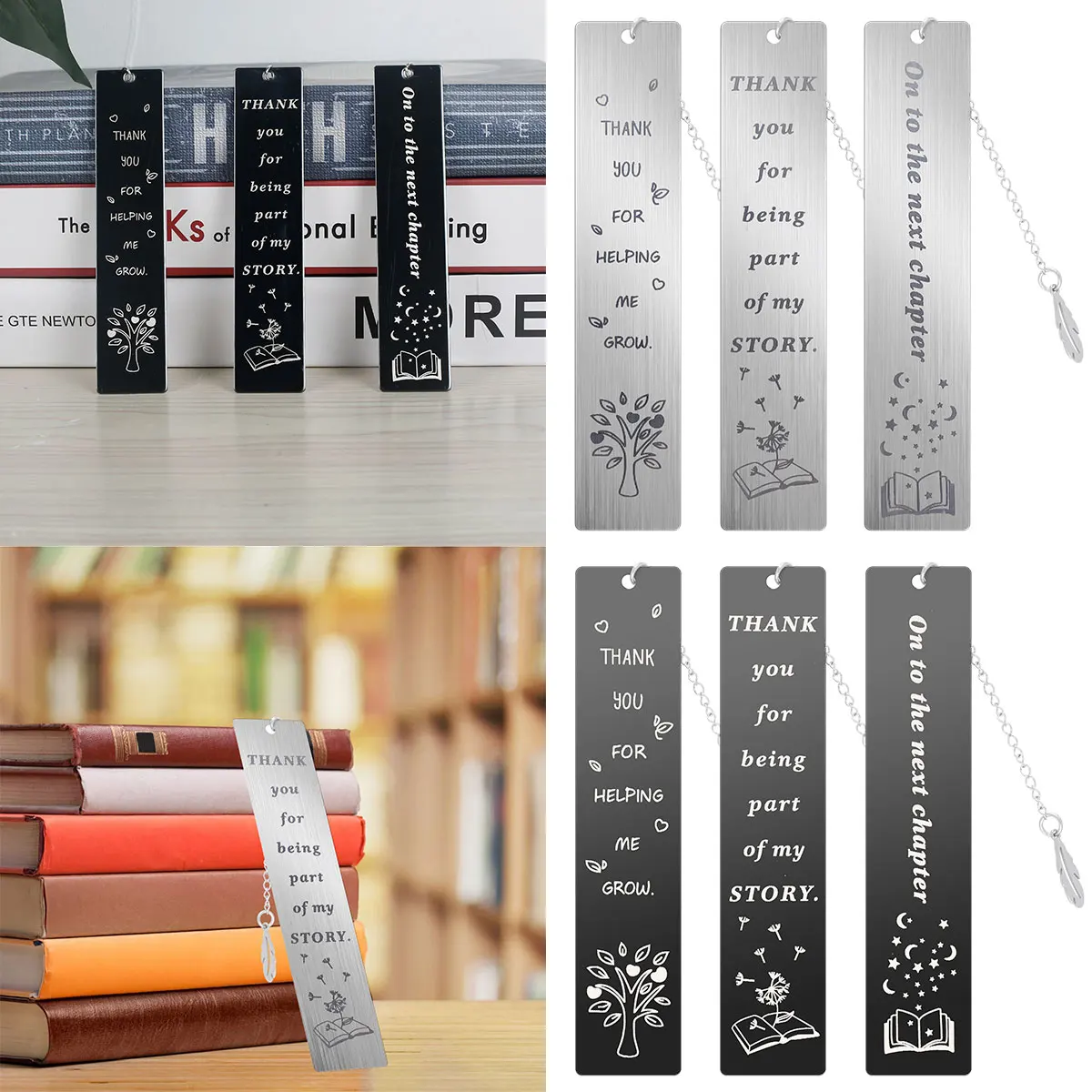 new 3 Pcs Metal Bookmarks Stainless Steel Bookmark Inspirational