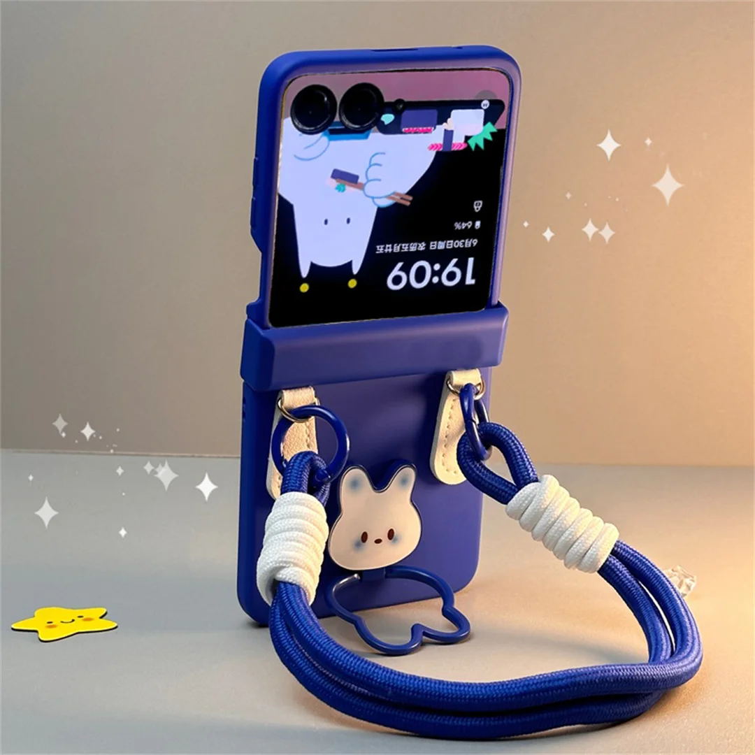 Chic Rabbit Design Portable Phone Case with Ring Holder and Strap