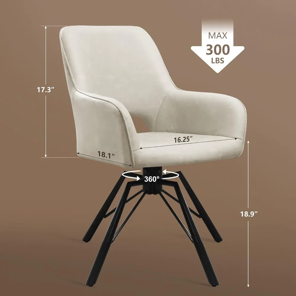 Leather Dining Chairs Upholstered Dining Chair with High Back Armrest Modern Dining Chairs Swivel Chairs for Living Room, 2