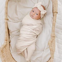 3PCS Set Newborn Swaddle Blanket And Hat Set Boys Girls Jersey Knit Baby Swaddle Wrap Photography Props Baby Supplies 1