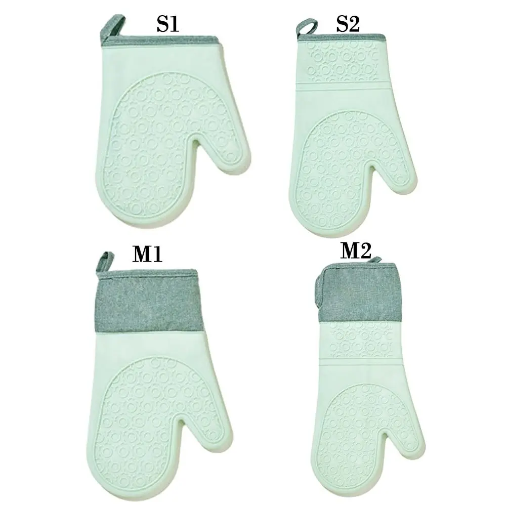 Soft Lining Heat Silicone Oven Mitt Heat Insulation Thickened Cotton Kitchen Mitten Anti-Scalding Household Glove Cooking