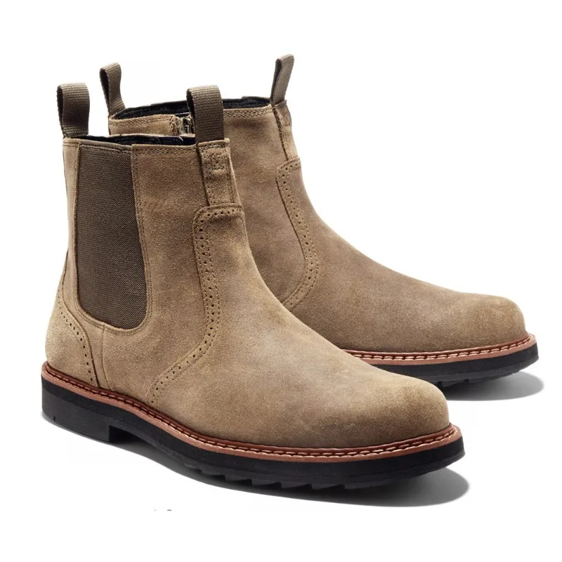Bottines Chelsea En Cuir Rétro Pour Hommes - Style Cowboy Décontracté à Enfiler, Fabriquées à La Main