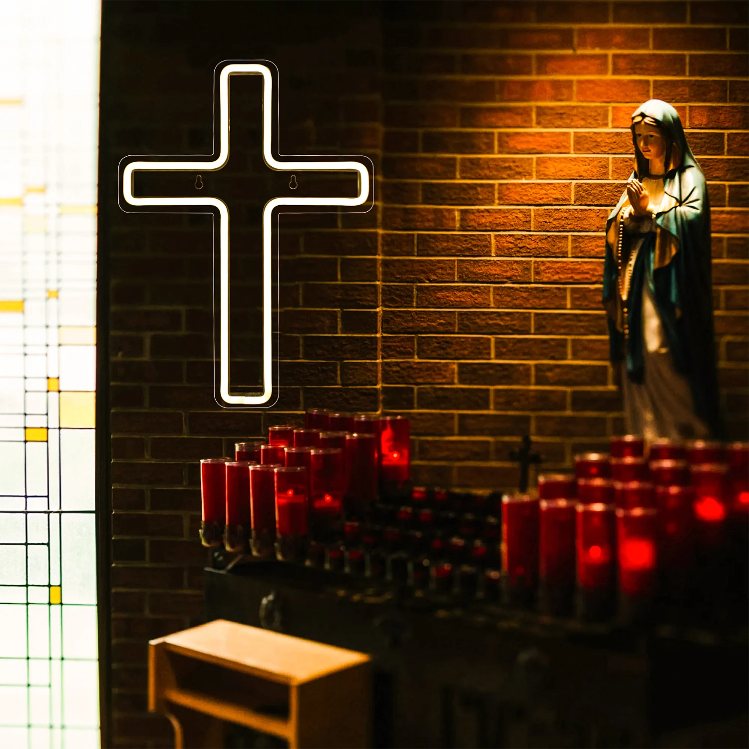 

Jesus Cross Neon LED Sign Art Light Hanging Bedroom Children's Room Wall Decoration Christmas New Year Wedding Birthday Party