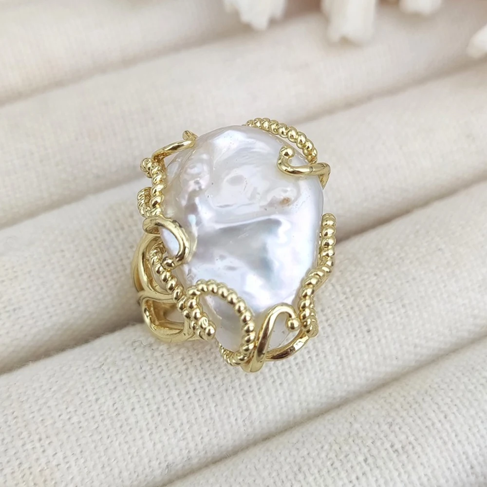 تصميم فاخر غير منتظم لؤلؤة عملة خاتم حفلة موسيقية...