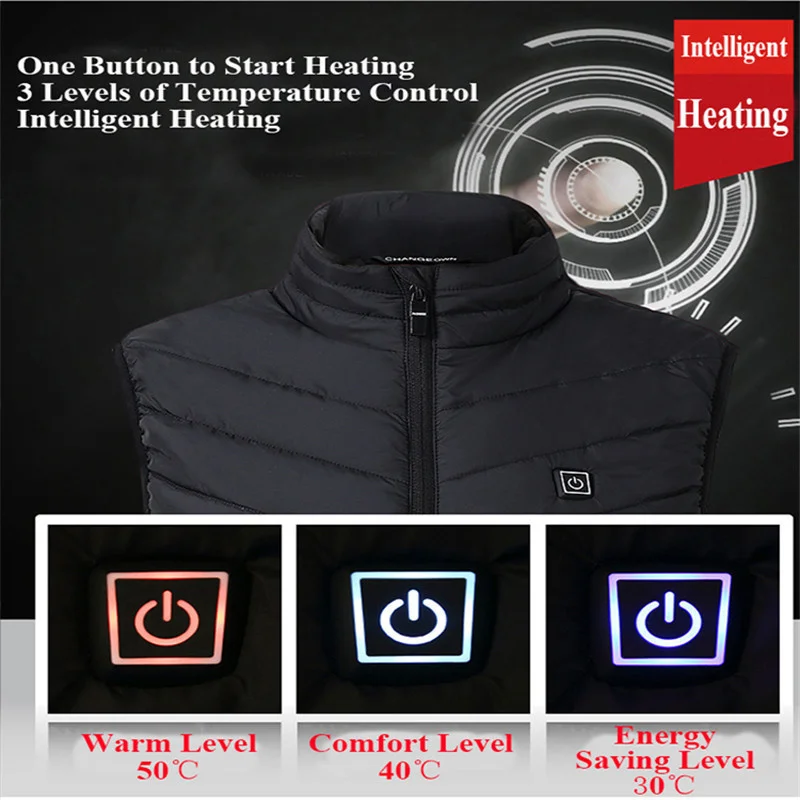 Heated Vest Men Women Usb Heated Jacket Heating Vest Thermal Clothing Hunting Vest Winter Heating Jacket with one button to start heating