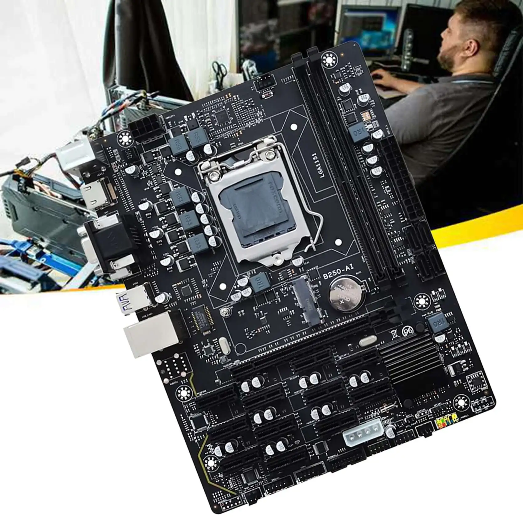 B250 V2.1 BTC Mining Motherboard+Thermal Pad 12XPCIE LGA1151 Dual Channel DDR4 MSATA USB3.0 B250 ETH Mining Motherboard