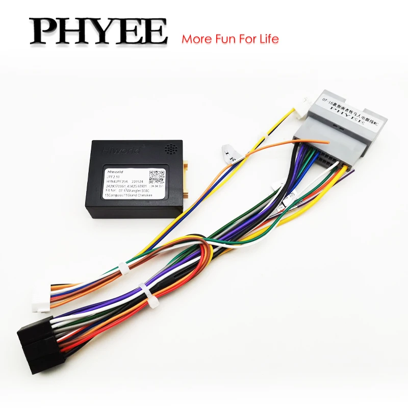 Radio Wiring Harness Adapter CAN Bus Decoder Box 16 Pin to 22Pin Cable for Jeep Wrangler Cherokee Compass Dodge Journey Ram 1500