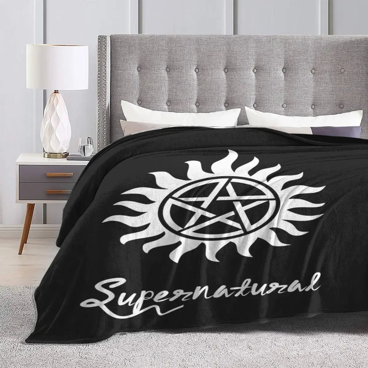 초자연 담요 미스터리 로고 캠핑 플란넬 던지기 담요, 따뜻하고 부드러운 야외 디자인 침대보 선물 아이디어