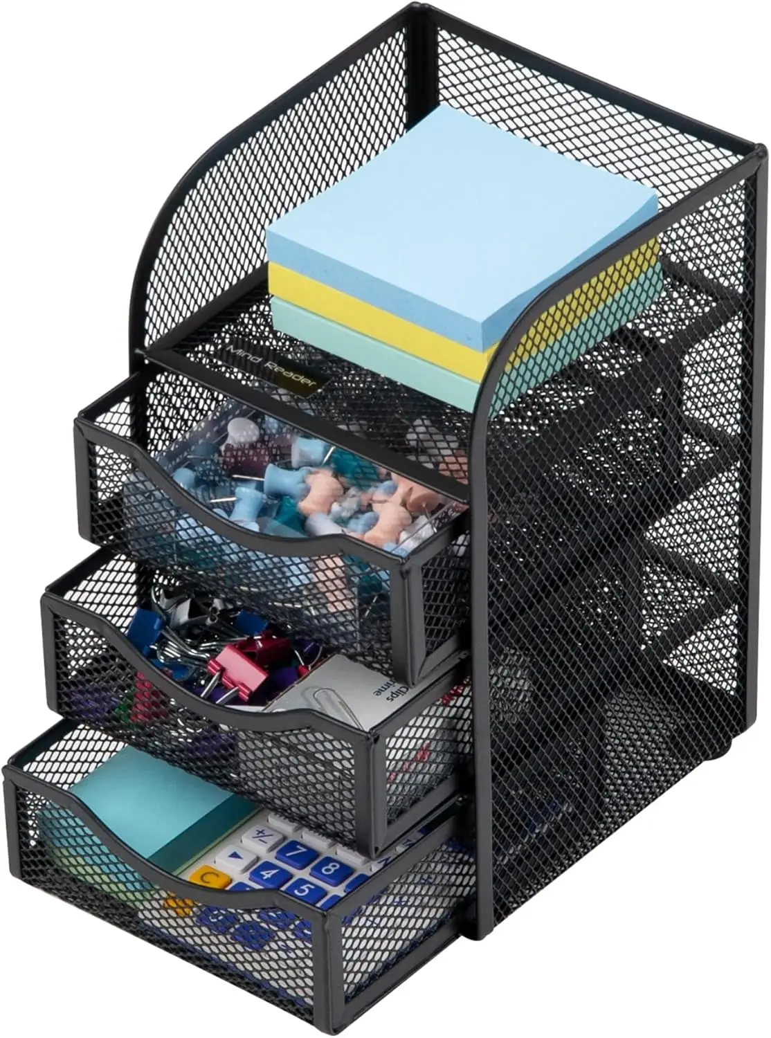 Desktop Accessory , Desk Supplies, Organizer Office, Metal Mesh, 6.25" L W x 6.5" H, Black