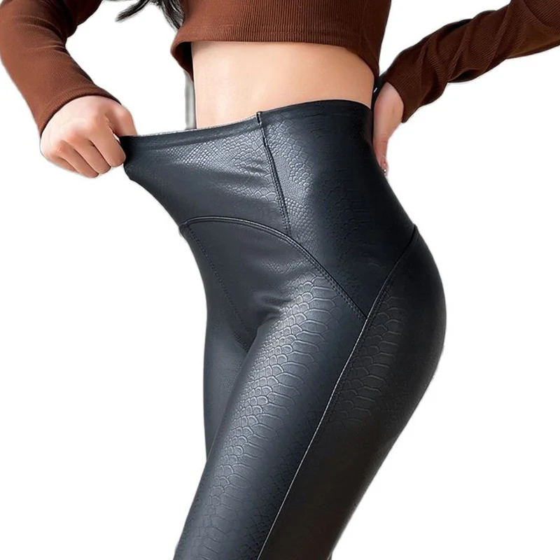 Autumn Winter Women's Leggings Pu Leather Pants Push Up Sexy Trousers Warm  Black High Waist Tights Thin Fleece Legging For Women - Leggings -  AliExpress