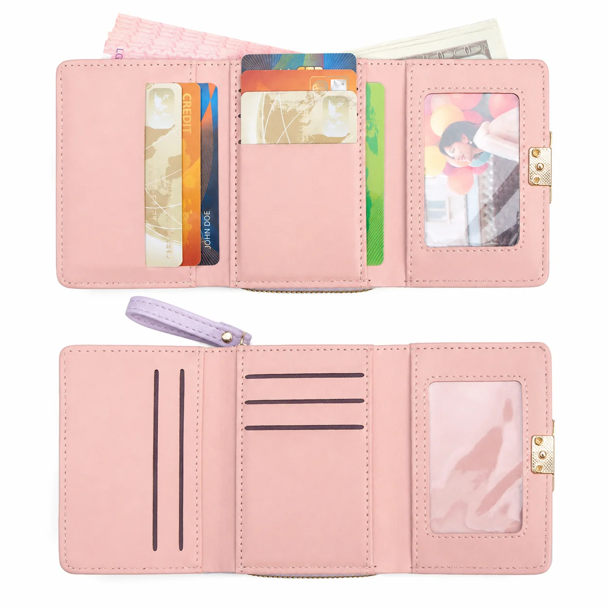 Portafoglio da Donna con Gatto Carino, Minimalista, Multicolore, in Pelle PU, Portamonete a Tre Ante, Porta Carte Premium con Molteplici Scomparti, Borsa Porta Soldi - immagine 4