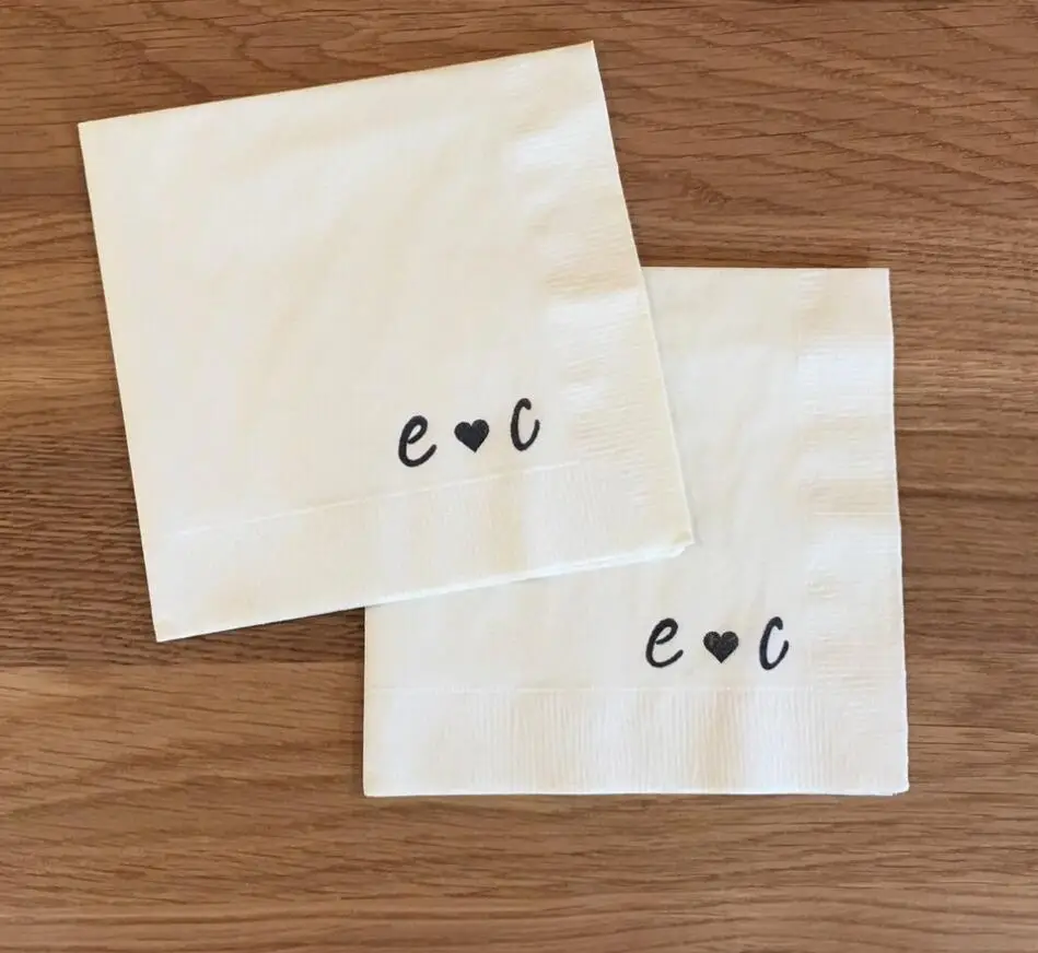 

Personalized Monogrammed Initials Custom Napkins, Engagement Party, Wedding Napkin Cocktail Cake, Bridal Shower Bachelorette Par