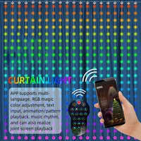 WS2812B zasłona świąteczna Multicolor Fairy String wodospad APP Bluetooth Xmas sypialnia świąteczne dekoracje ślubne DC5V 1
