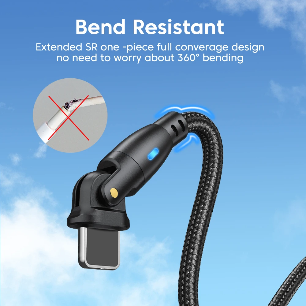 AUFU USB C to Lightning 27W Fast Charging Cable with 180° Rotating Design