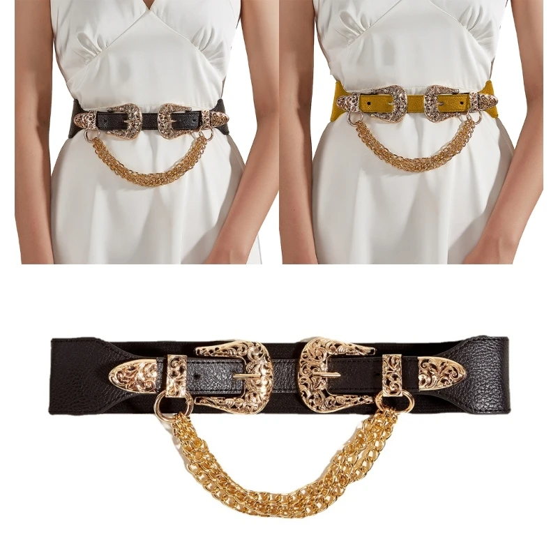 

Fashion PU Corset Belt for Dress Elastic Waistbelt Women Girl Party Waist Belt