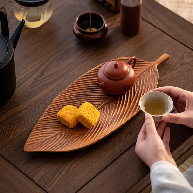 KYCOR-Dinner Tray, Suitable For Meals, Salads And Bread, Handmade Leaf Tray