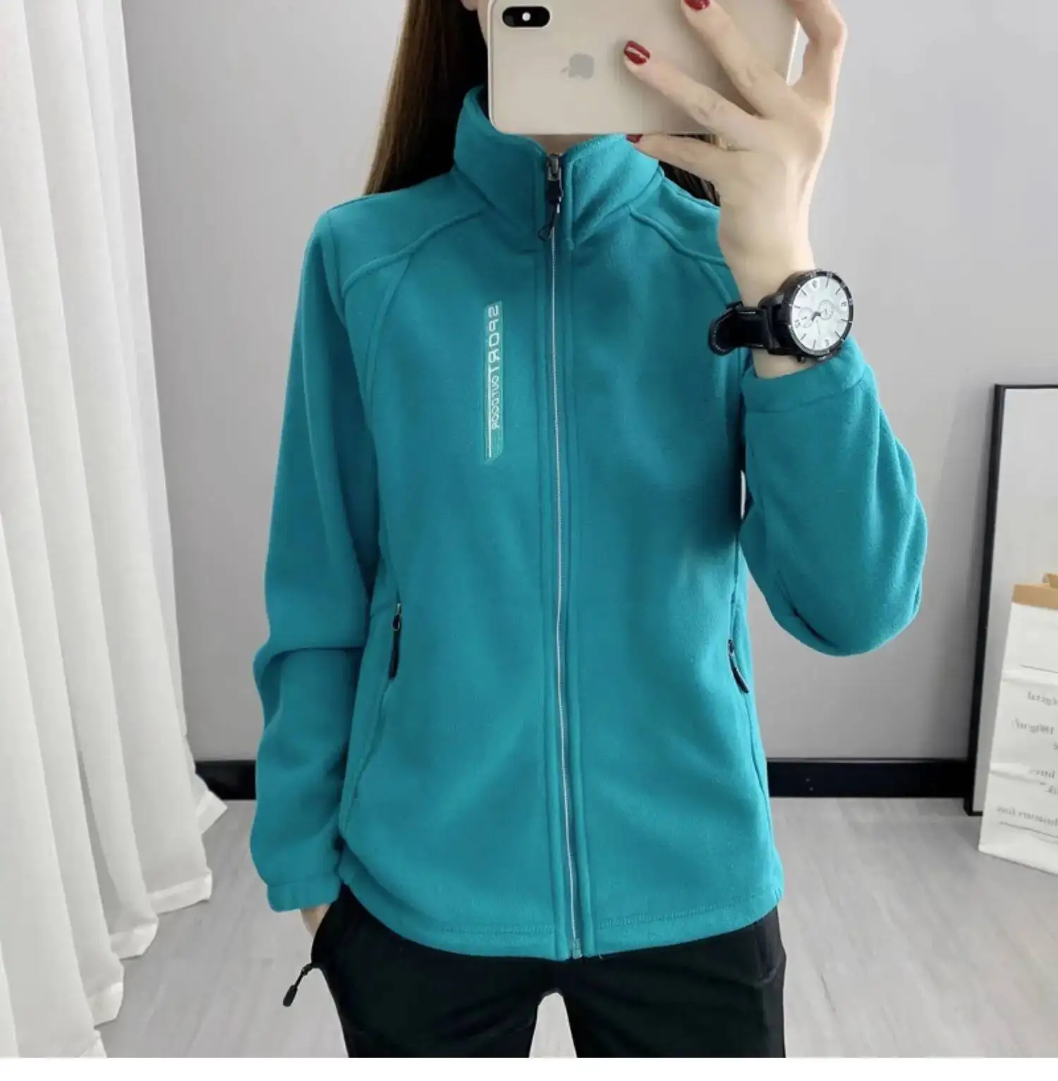 Women's Plus Size Polar Fleece Zipper Jacket - Autumn Winter Casual Sportswear
