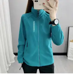 Women's Plus Size Polar Fleece Zipper Jacket - Autumn Winter Casual Sportswear - XXXL60kg - 67kg (Peacock Blue)