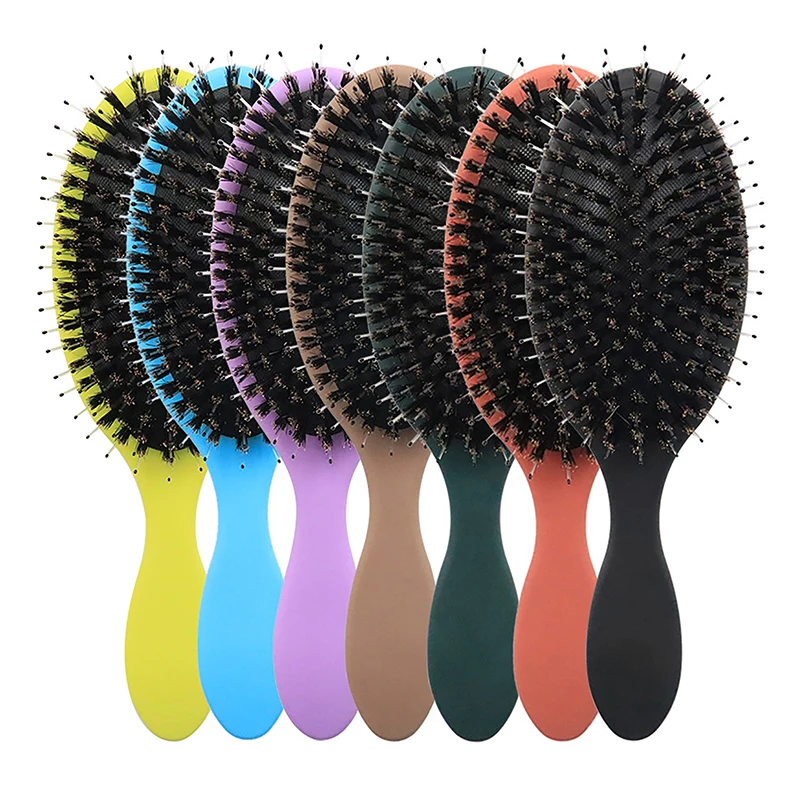 

Natural Boar Bristle Hairbrush Massage Comb Anti-static Hair Scalp Paddle Brush Plastic Handle Hair Brush Comb Styling Tool