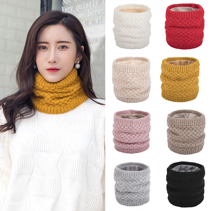 

Unisex Winter Men Women Warm Knitted Ring Scarves Thick Elastic Knit Mufflers Children Neck Warmer Boys Girl Plush Scarf Collar