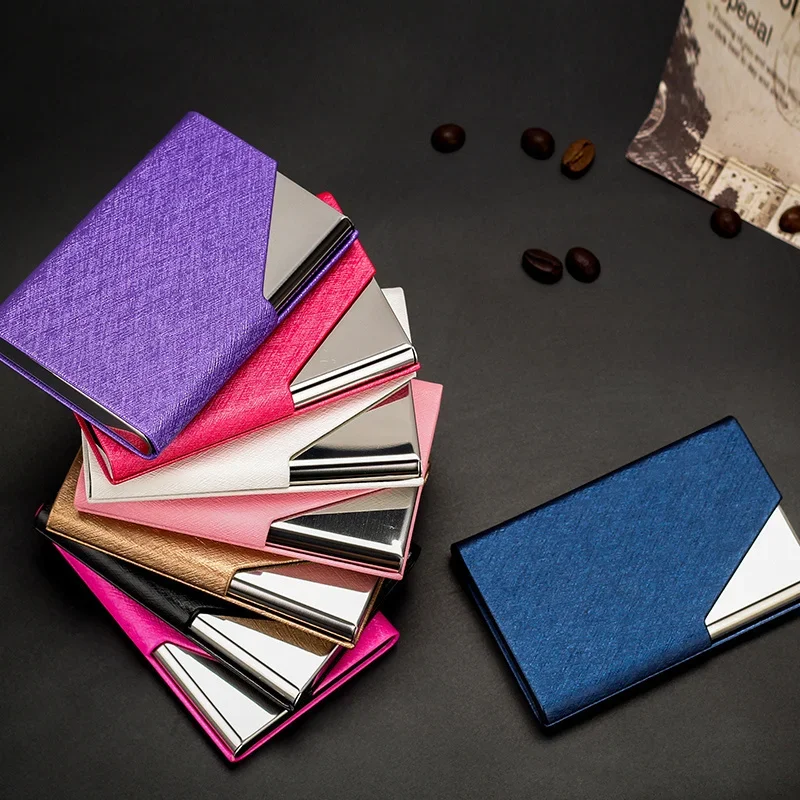 Wallet Card Holder PU Leather Business ID Credit Card Holder for Women Men Fashion Brand Metal Aluminum Case