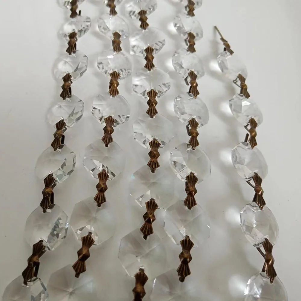 100cm/3.3ft Garland 14mm Clear Crystal Octagonal Bead Chain Chandelier Lamp Part Curtain Ornament Home DIY crystal beads garlands crystal beads