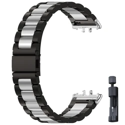 Luxury Stainless Steel Metal Bracelet Band - Business Edition - Galaxy Fit 3 (BlackSilverS)