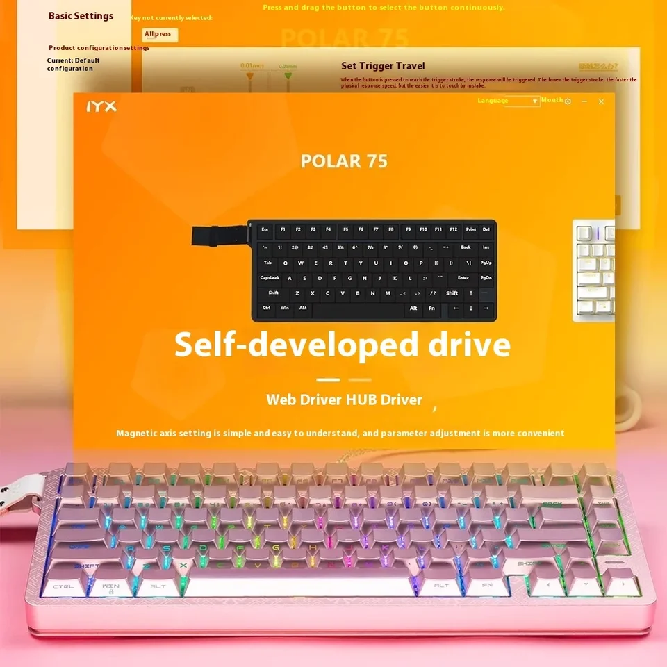 IYX Polar75 Teclado mecánico con interruptor magnético, teclado
