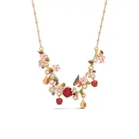 Collier en forme de poire Robin et pomme rouge dégradée, série Histoires de Couleurs de Fruits, fait main en France 1